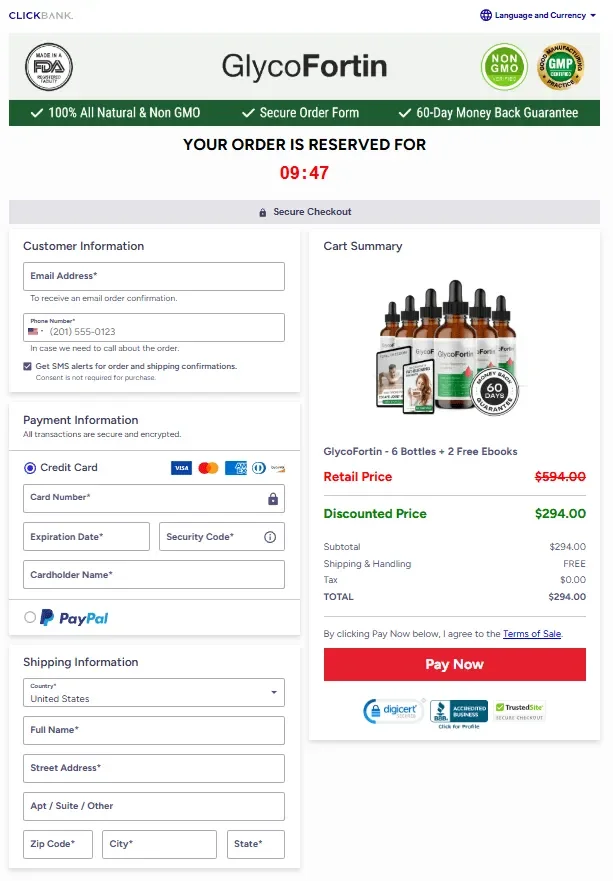 GlycoFortin order page